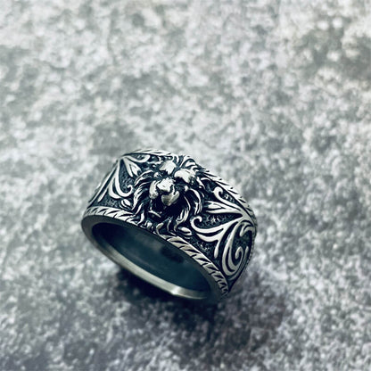 Domineer Lion Head Sterling Silver Animal Ring