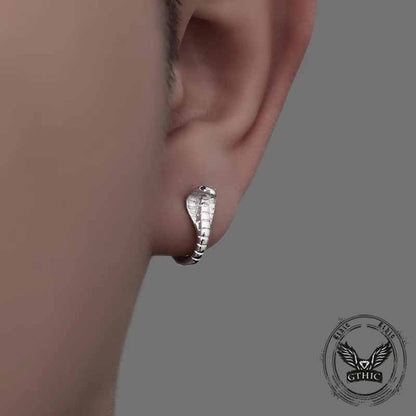 Domineering Cobra Shaped Sterling Silver Earrings