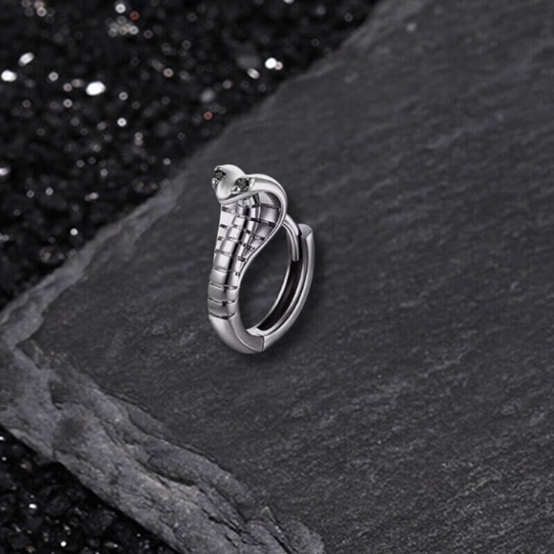 Domineering Cobra Shaped Sterling Silver Earrings