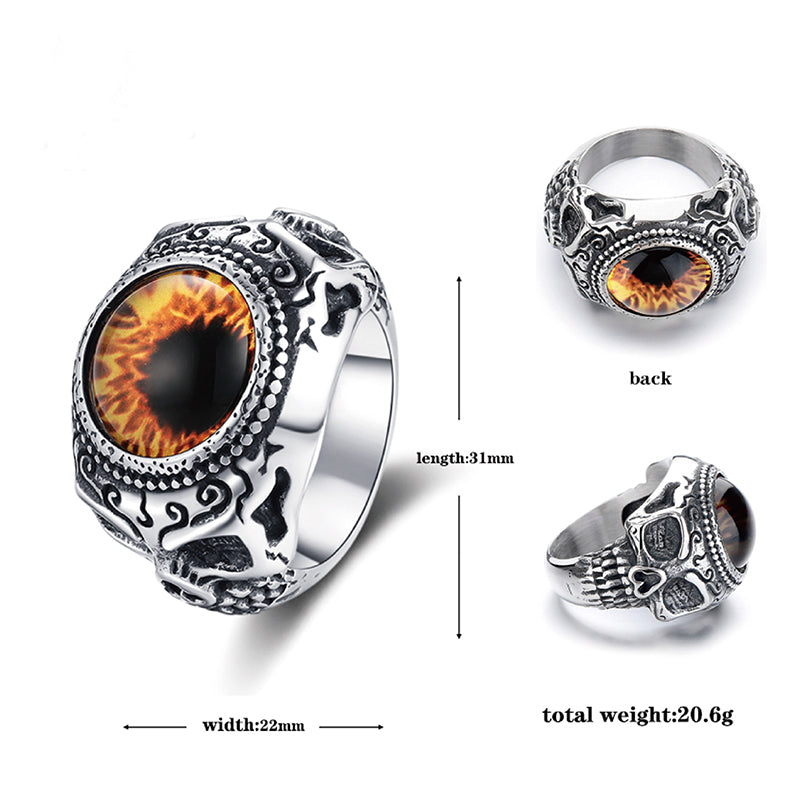 Domineering Skull Devil Eye Stainless Steel Ring