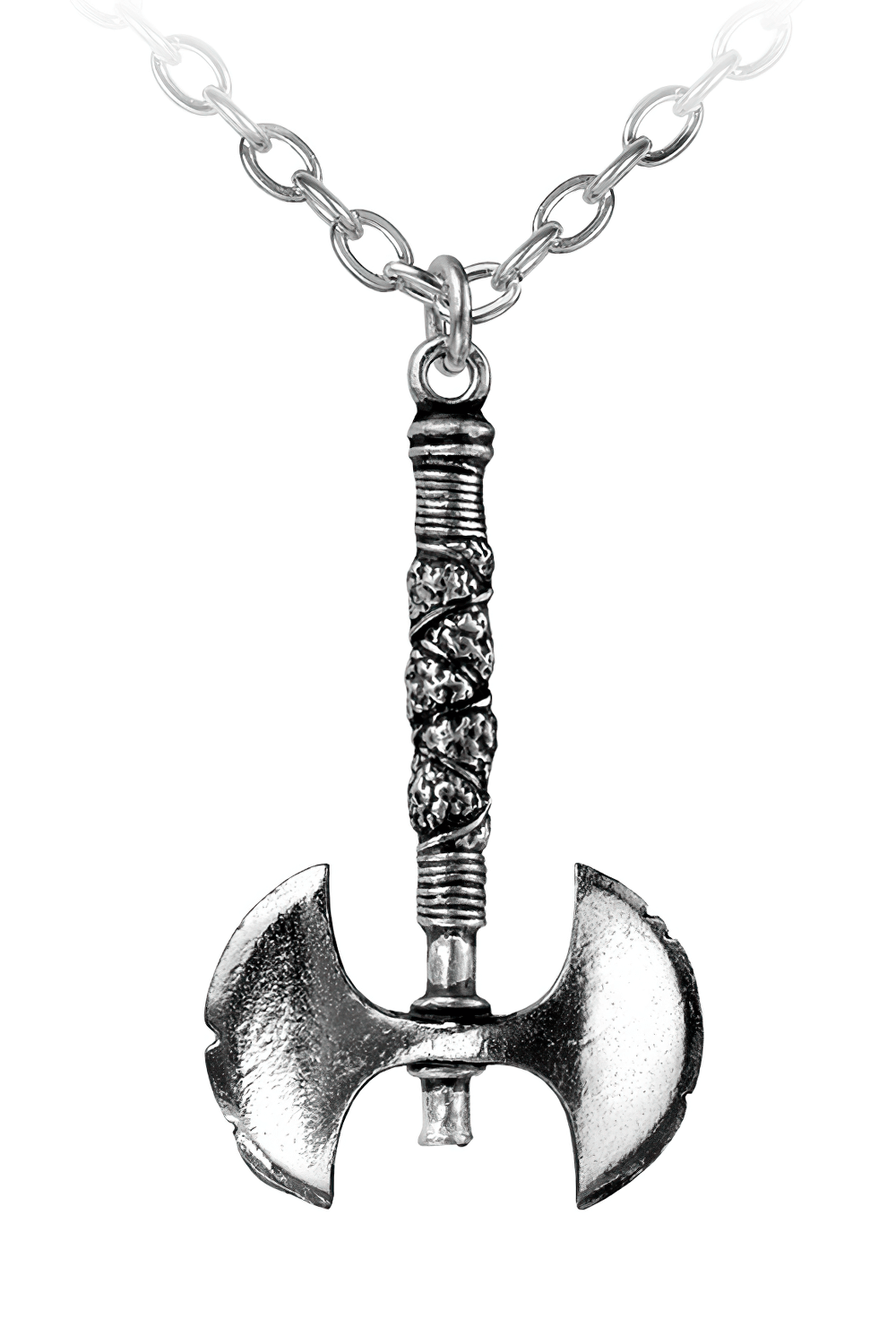 Double Axe Pendant Pewter With Barbarian Edge