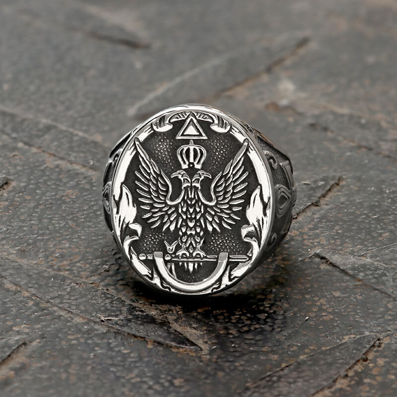 Double-headed Eagle Ankh Stainless Steel Ring