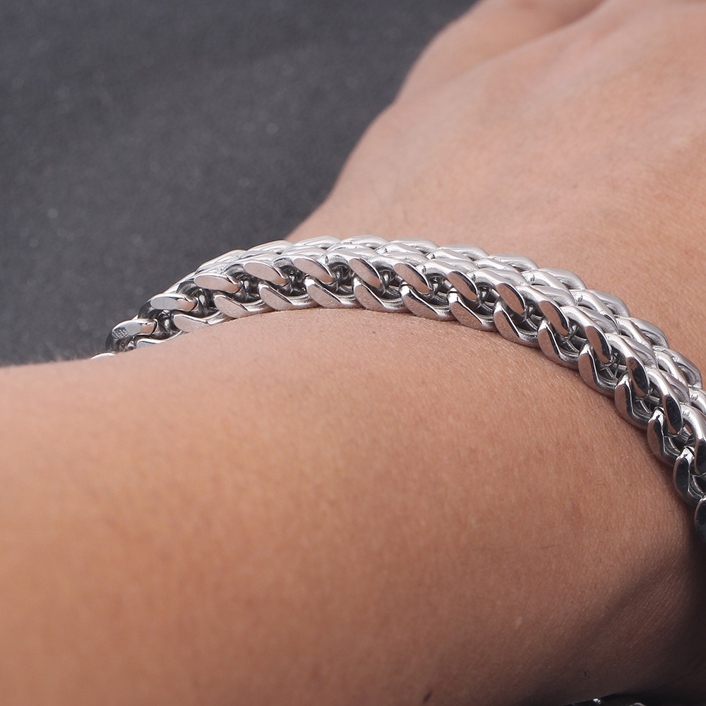 Double Side Chain Bracelet With Clasp / and Stainless Steel Wristband