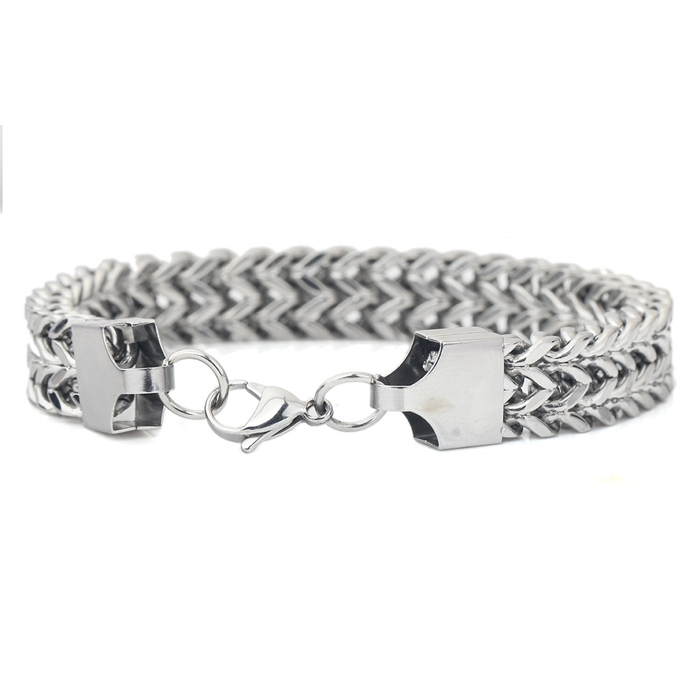 Double Side Chain Bracelet With Clasp / and Stainless Steel Wristband