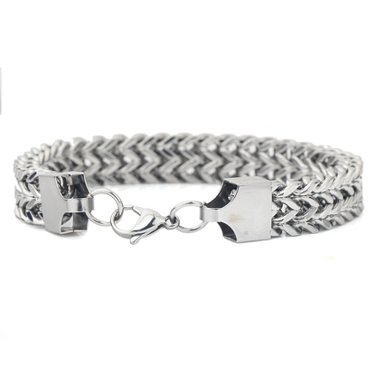 Double Side Chain Bracelet With Clasp / and Stainless Steel Wristband