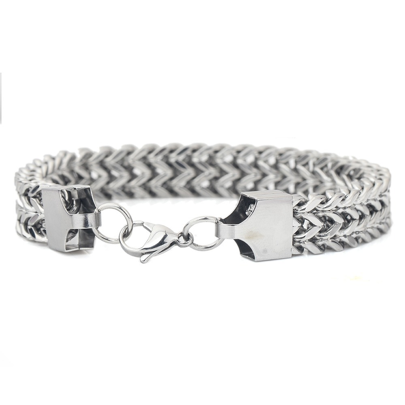 Double Side Chain Bracelet With Clasp / and Stainless Steel Wristband