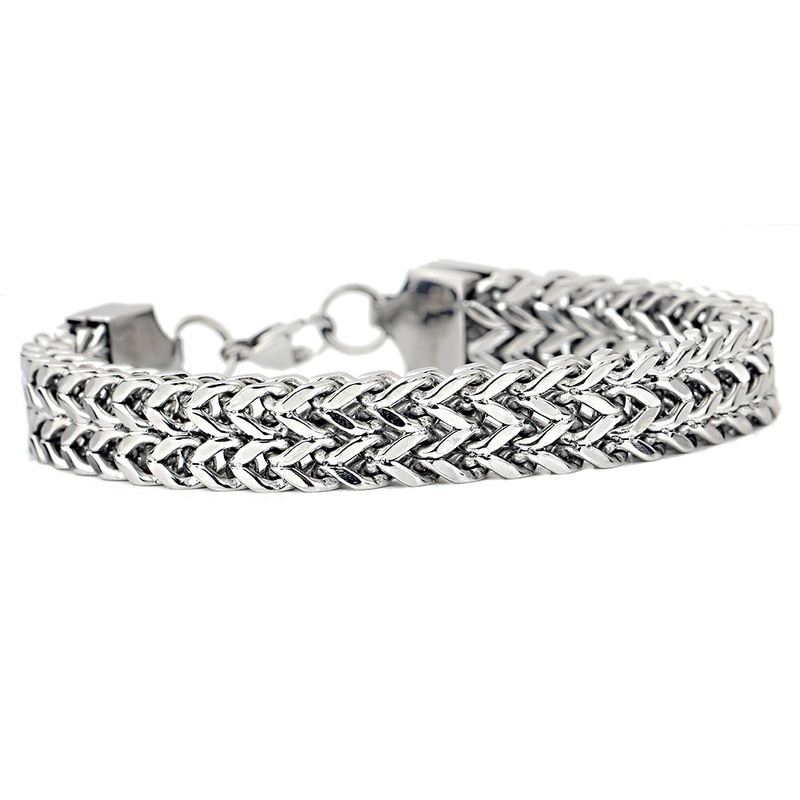 Double Side Chain Bracelet With Clasp / and Stainless Steel Wristband