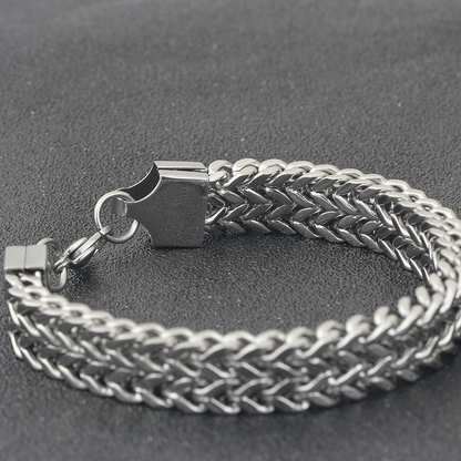 Double Side Chain Bracelet With Clasp / and Stainless Steel Wristband