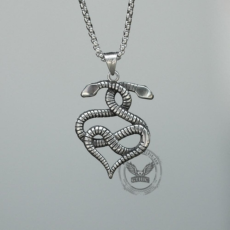 Double-snake Winding Stainless Steel Pendant