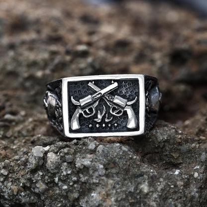 Double Guns Stainless Steel Ring