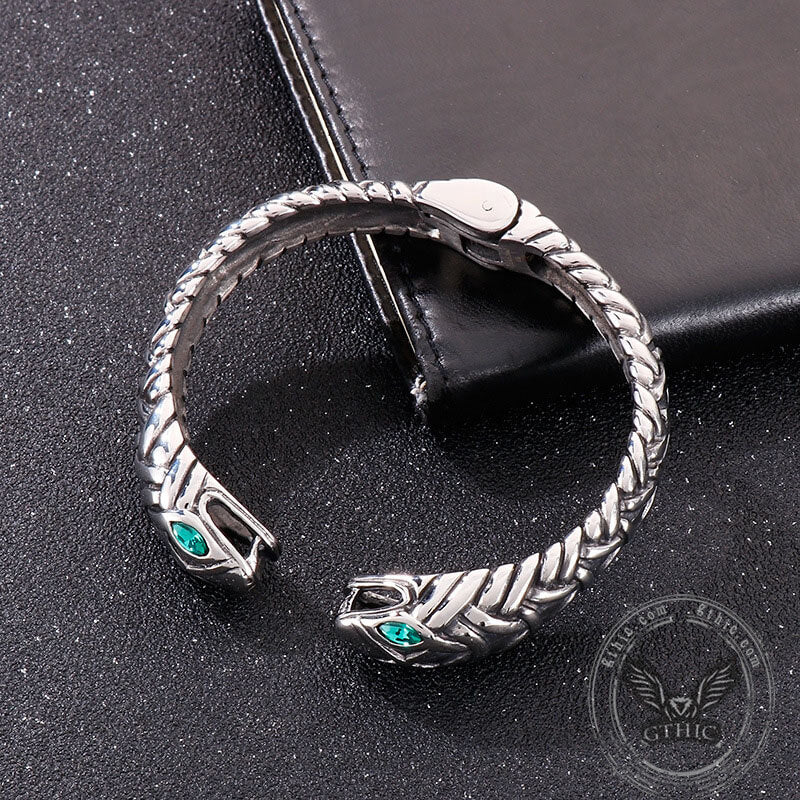 Double Headed Snake Stainless Steel Open Bracelet
