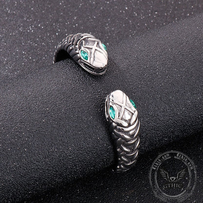 Double Headed Snake Stainless Steel Open Bracelet