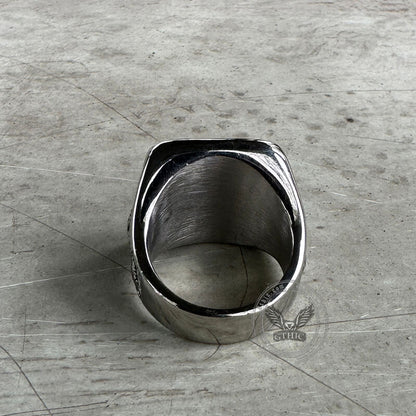 Grim Reaper Skull Stainless Steel Square Ring