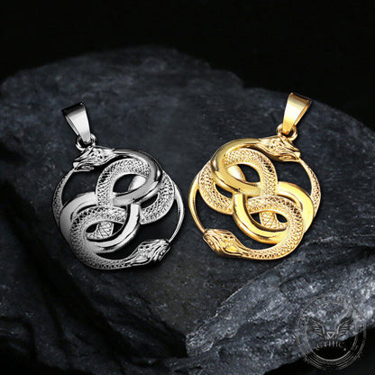 Double Ouroboros Snake Stainless Steel Animal Pendant