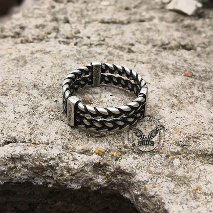 Double Wheat Ear Chain Stainless Steel Ring