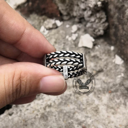 Double Wheat Ear Chain Stainless Steel Ring