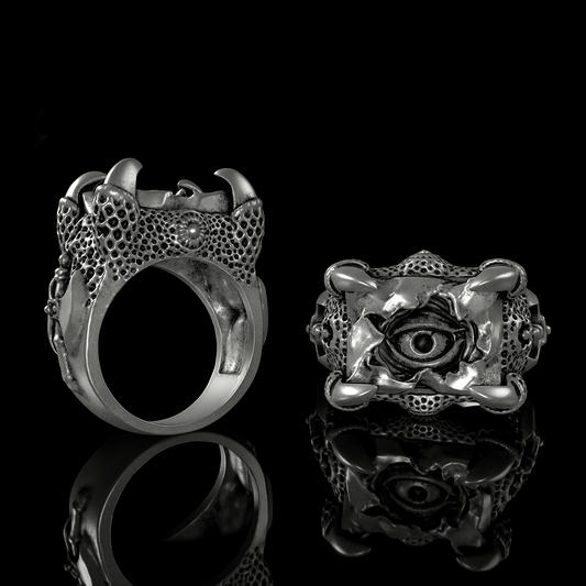 Dragon Claw Evil Eye Sterling Silver Ring