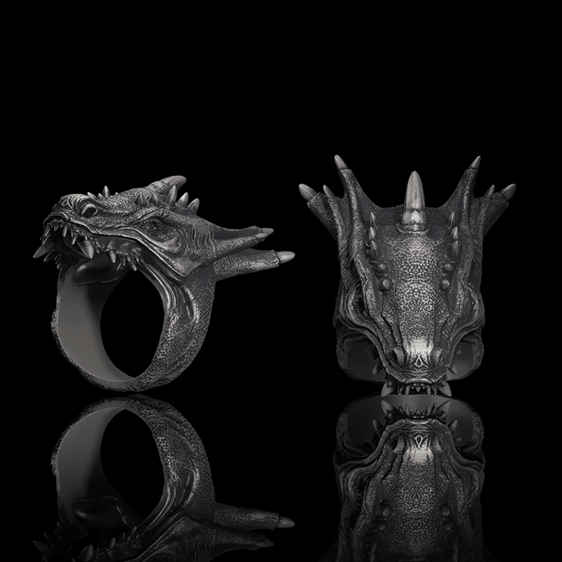 Dragon Head Sterling Silver Animal Ring