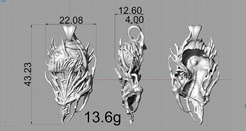Dragon Warrior Gothic Sterling Silver Pendant