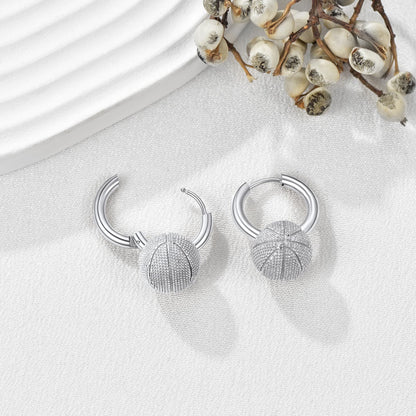 Basketball Dangle Hoop Earrings for