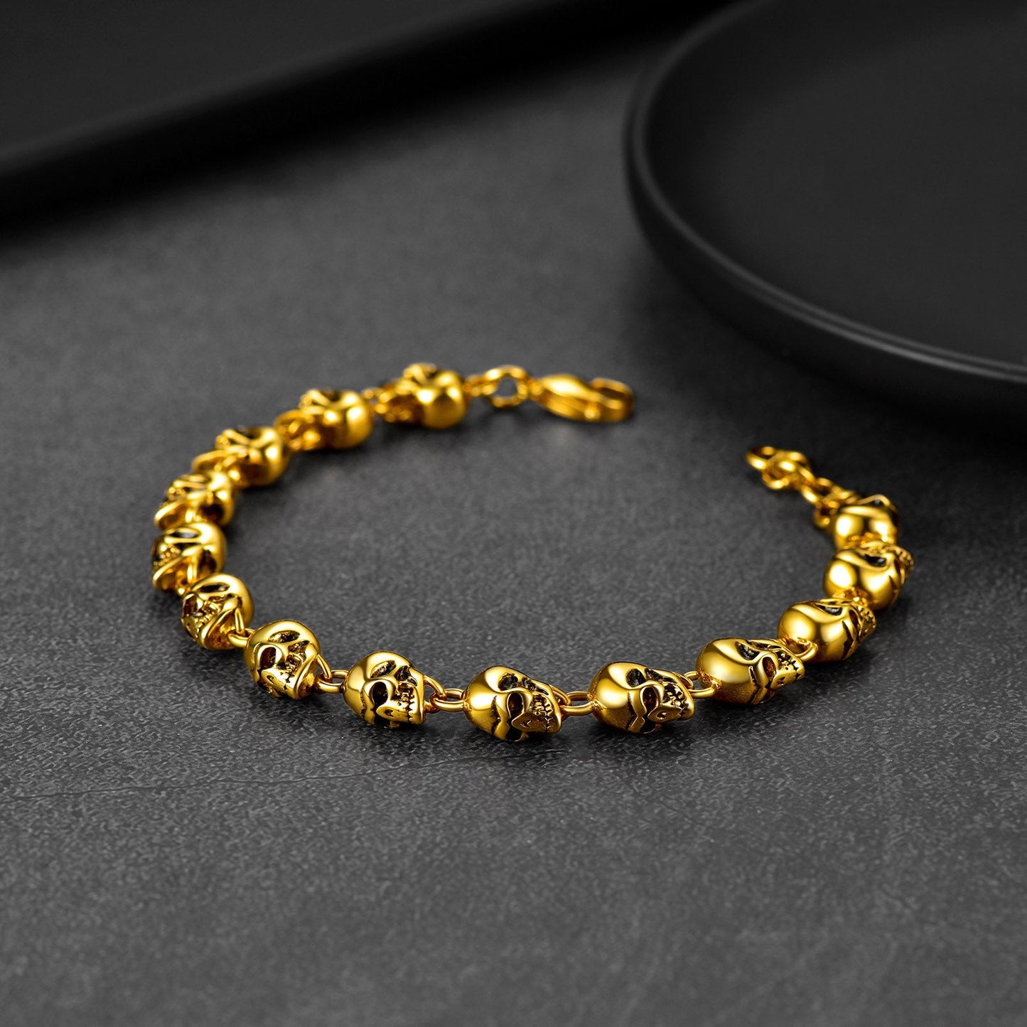 Gothic Linked Chain Skull Bracelet for