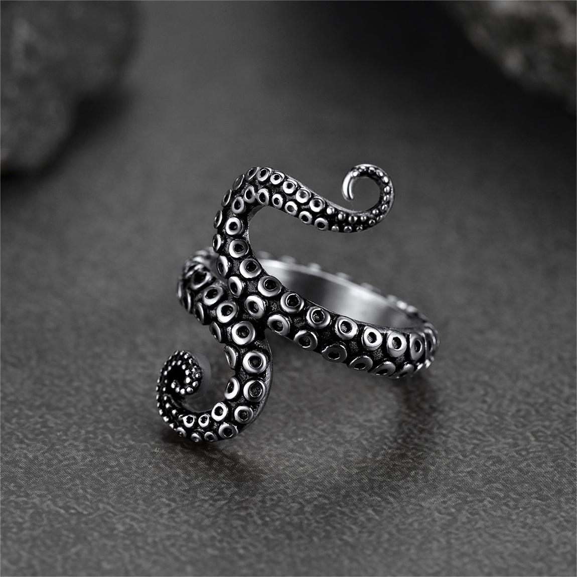 Punk Octopus Tentacle Ring for in Stainless Steel