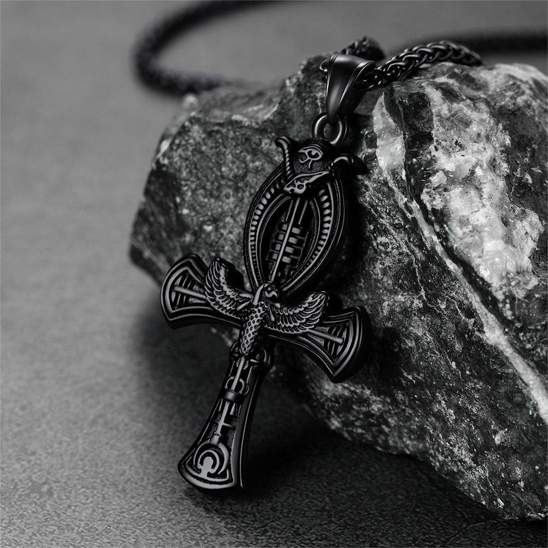 Flash Egyptian Ankh Cross Necklace With Eagle for