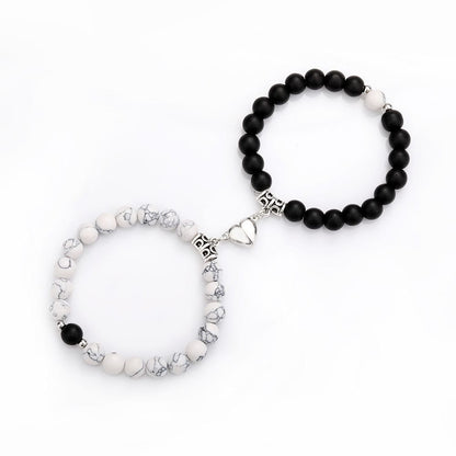 Natural Stone Couple Bracelet Crystal Set (2 Pieces)