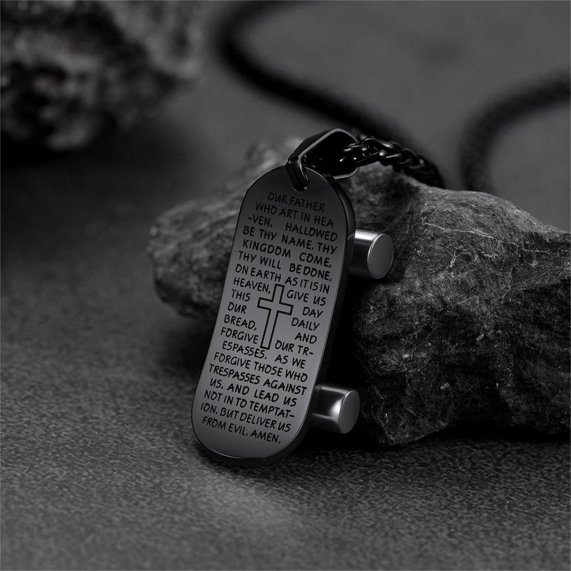 Christian Lord's Prayer Skateboard Necklace Pendant for