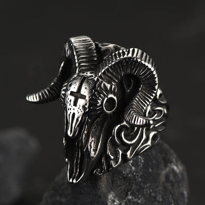 Faithheart Stainless Steel Satan Baphomet Goat Ring for