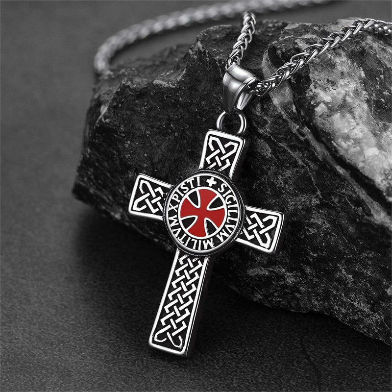 Knights Templar Celtic Cross Pendant Necklace for