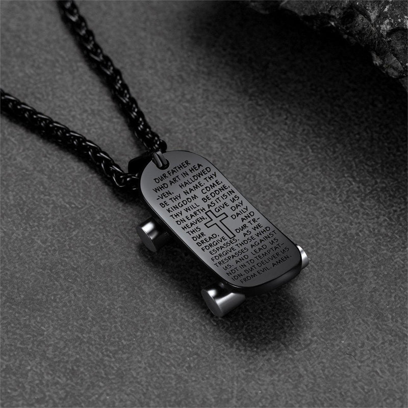 Christian Lord's Prayer Skateboard Necklace Pendant for