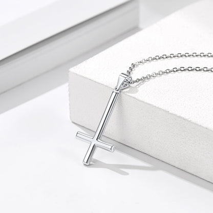 925 Sterling Silver Upside Down Inverted Cross Necklace for