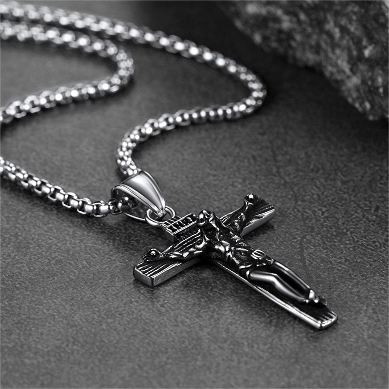 Catholic Crucifix Cross Necklace Jesus Pendant for