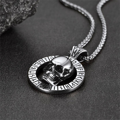 Flash Viking Runes Skull Necklace for