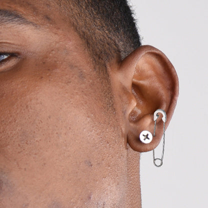 Safety Pin Piercing Earrings Set for 3 Pairs