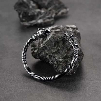 Viking Wolf Head Arm Ring Cuff Bracelet for