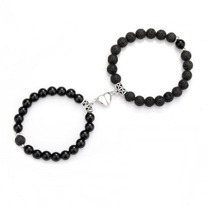Natural Stone Couple Bracelet Crystal Set (2 Pieces)