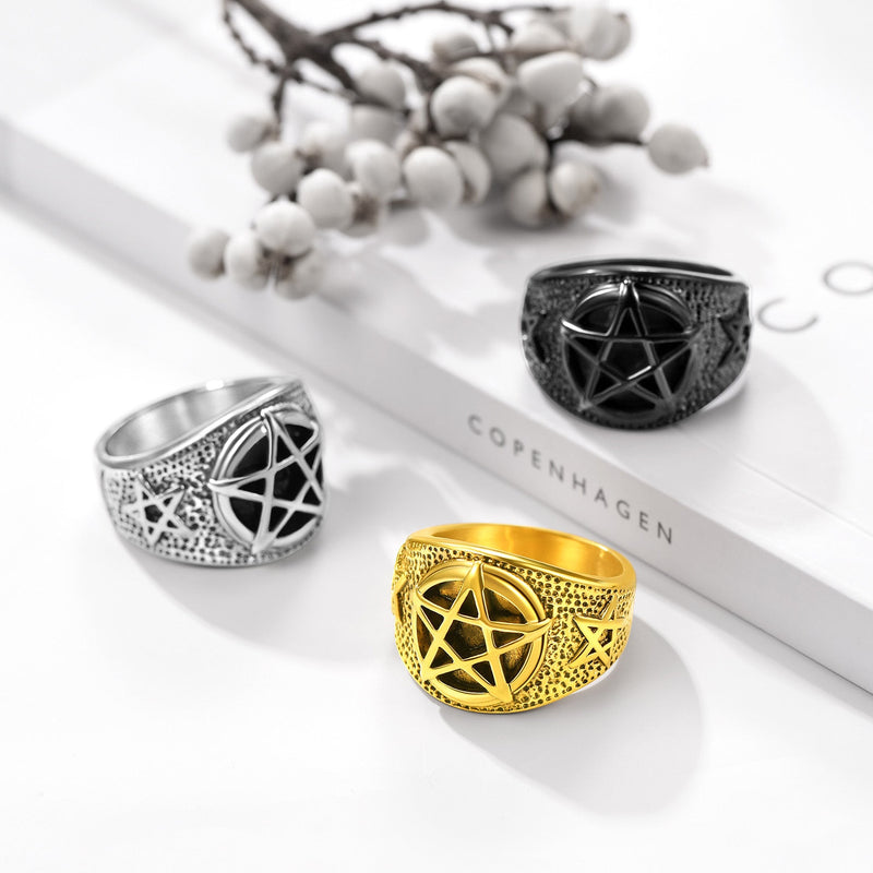 Pentagram Ring Stainless Steel Ring for