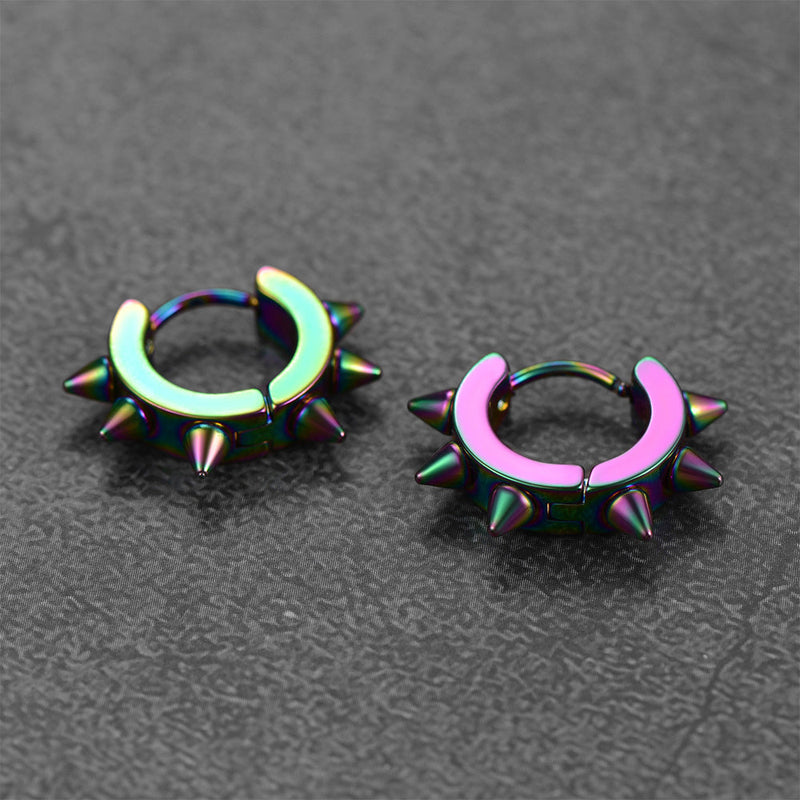 Punk Spike Rivet Huggie Hoop Earrings for