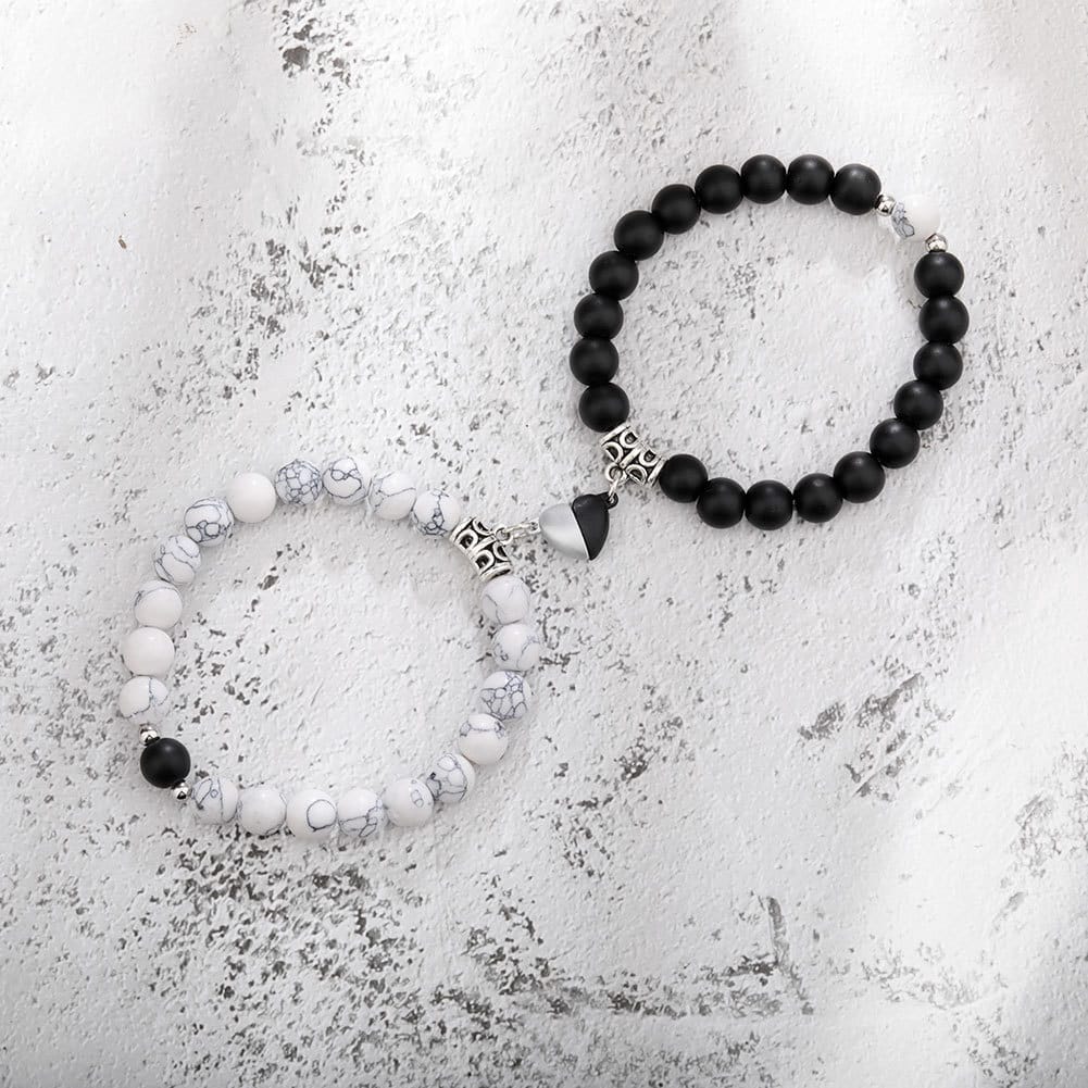 Natural Stone Couple Bracelet Crystal Set (2 Pieces)
