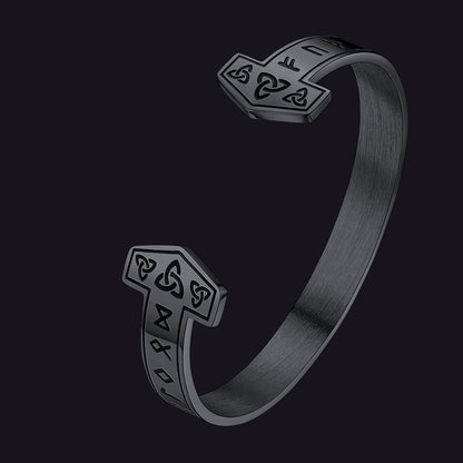 Faithheart Viking Futhark Runes Cuff Bracelet for