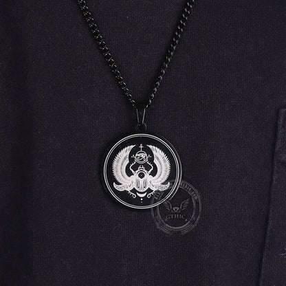 Egyptian Scarab Eye of Horus Stainless Steel Necklace