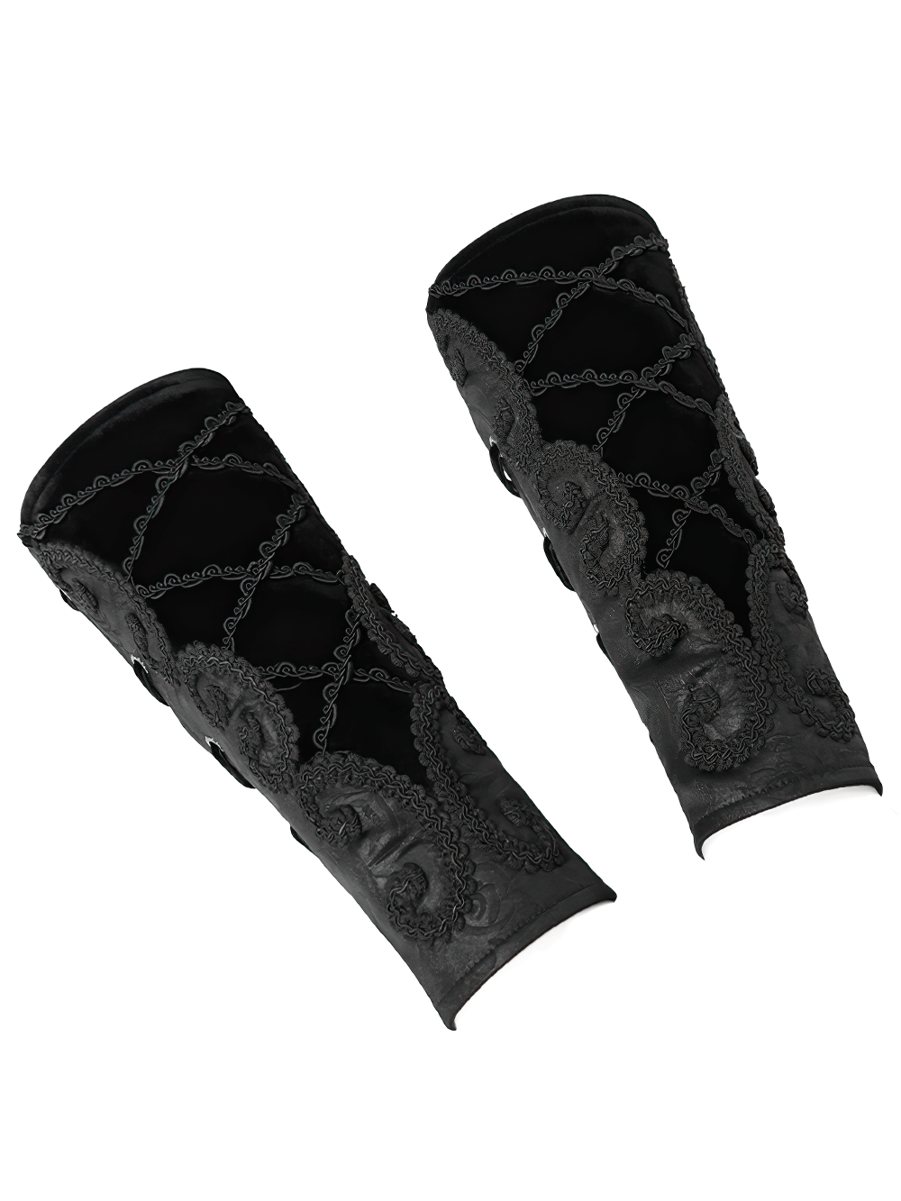 Gothic Black Velvet Arm Bracelet With Lace Up