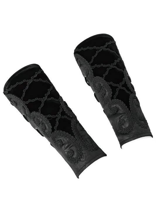 Gothic Black Velvet Arm Bracelet With Lace Up
