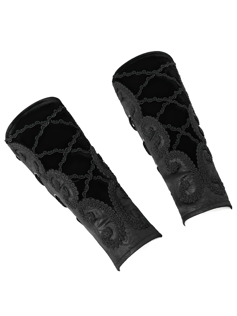 Gothic Black Velvet Arm Bracelet With Lace Up