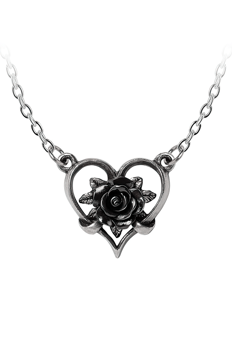 Heart of Blackness Pendant With Black Rose