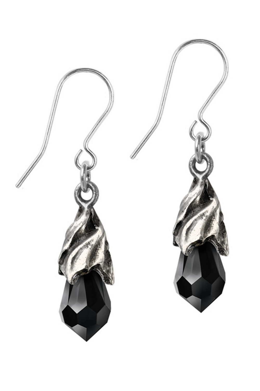 Empyrean Tear Earrings With Black Austrian Crystal Dropper
