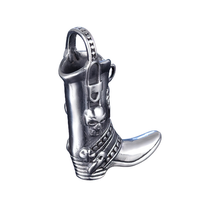 Engraved With Skull Boot Pendant Necklace / Rock Style Stainless Steel Jewelry