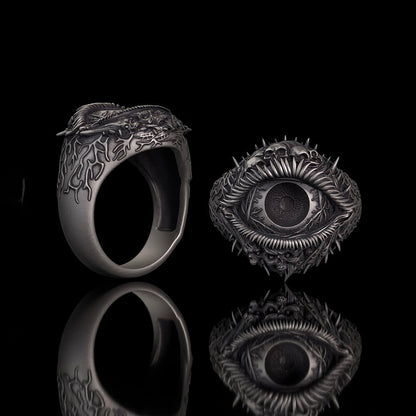 Evil Eye Skull Sterling Silver Hardcore Biker Ring